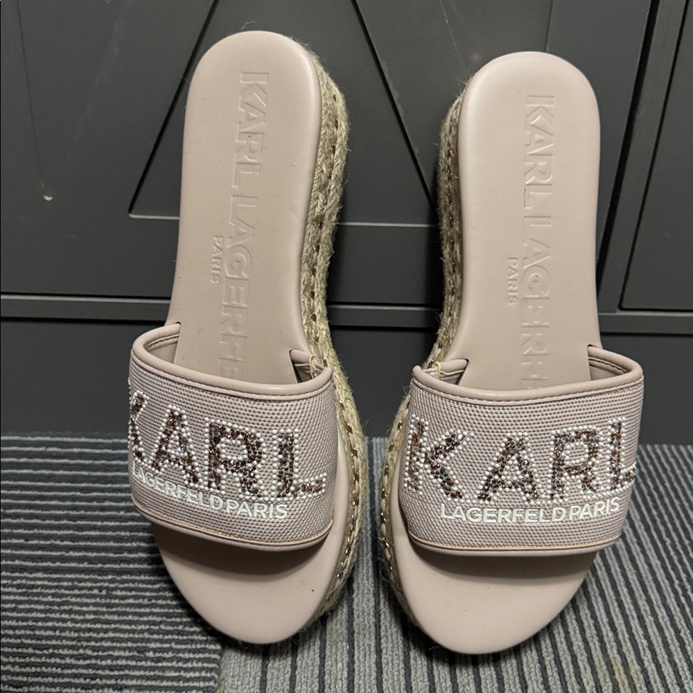Karl Lagerfeld Women's Embellished Beige Sandals